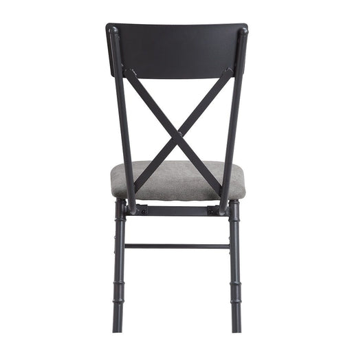 Edina - Side Chair (Set of 2) - Gray Fabric, Oak & Sandy Black ACME