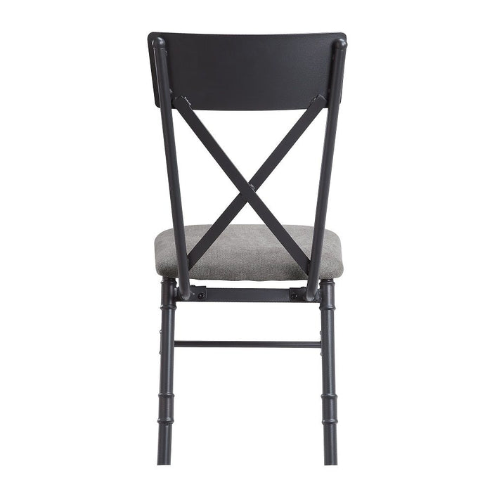 Edina - Side Chair (Set of 2) - Gray Fabric, Oak & Sandy Black ACME