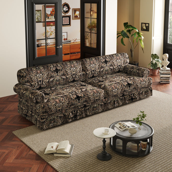Luxuriously Comfortable Cloud Couch Sofa With Elegant Rolled Arms & Pleated Skirt Design Home Essentials
