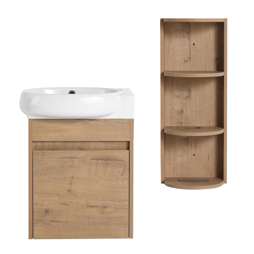 Wall Mounted Bathroom Vanity With Sink And Storage Rack, Soft Close Doors Home Essentials