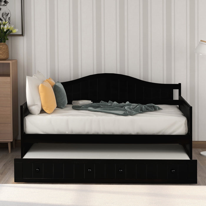 Wooden Daybed With Trundle Bed, Sofa Bed For Bedroom Living Room