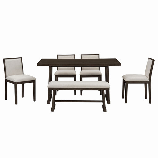 Dining Set With Rectangular Table, 4 Upholstered Chairs & 1 Padded Bench Hearth and Haven