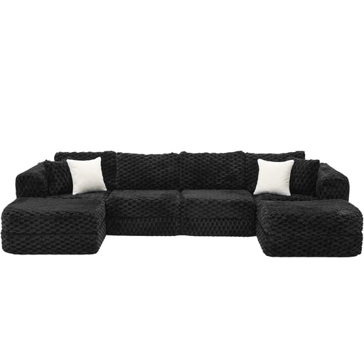 Modular Sectional Sofa, Boneless Couch With 2 Movable Ottomans Hearth and Haven