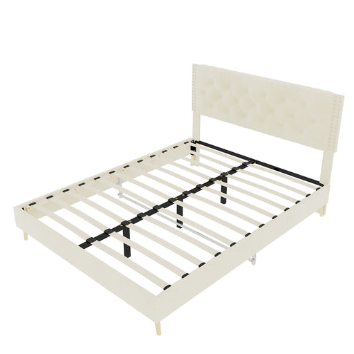 Upholstered Bed With Tufted Headboard Home Essentials