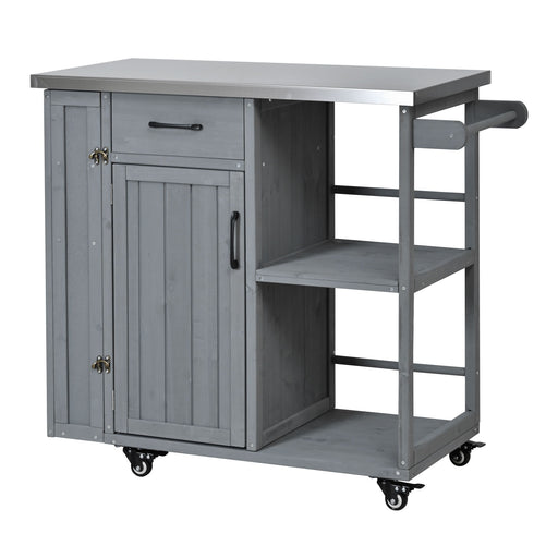 Outdoor Kitchen Island Prep Station With Lockable Wheels, Ample Storage, Towel & Spice Racks Hearth and Haven