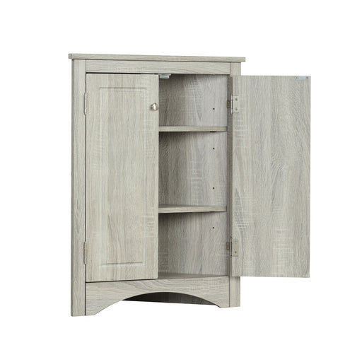 Triangle Bathroom Storage Cabinet With Adjustable Shelves, Freestanding Floor Cabinet - Oak Hearth and Haven