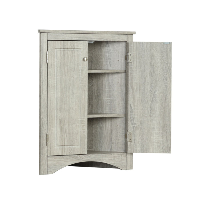 Triangle Bathroom Storage Cabinet With Adjustable Shelves, Freestanding Floor Cabinet - Oak Hearth and Haven