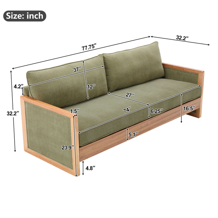 Modern 3 Seater Sofa With Armrests, Living Room Couch Noble House