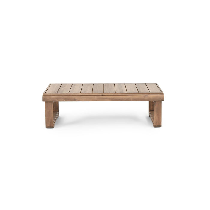 Outdoor Coffee Table With Slat Design And Sled Base - Brown