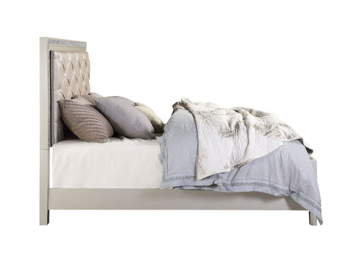Sliverfluff - Eastern King Bed With LED - Synthetic Leather & Champagne ACME