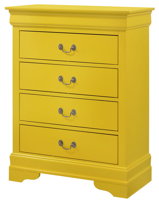 Glory Furniture Louis Phillipe 4 Drawer Chest, Yellow