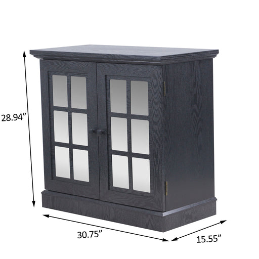 Sideboard Cabinet With Mirrored Doors, Adjustable Shelf, Metal Handles Home Essentials
