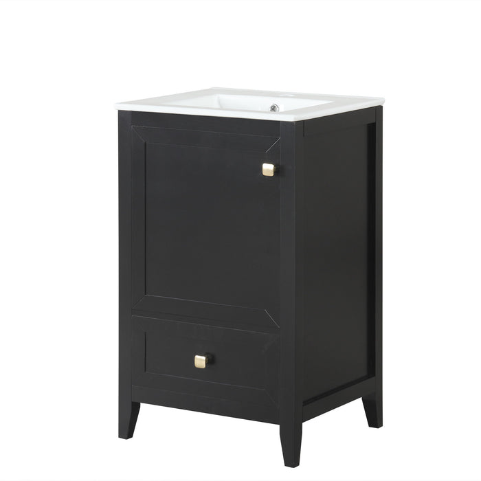 20" Bathroom Vanity With Sink Cabinet With Soft Closing Door, Drawer & Storage Rack - Black Hearth and Haven