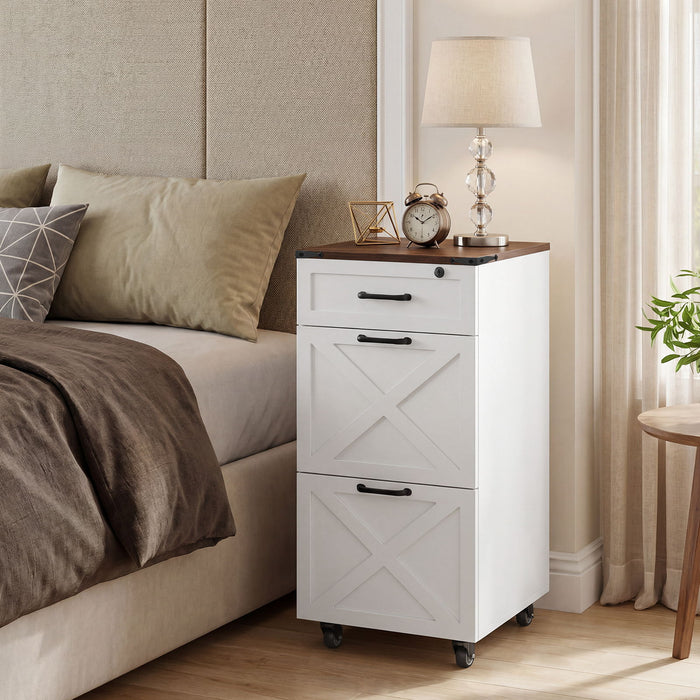 3 Drawer File Cabinet With Wheels, Vertical Rolling Storage For Letter / A4, Printer Stand & Mobile Organizer For Home Office - White Home Essentials