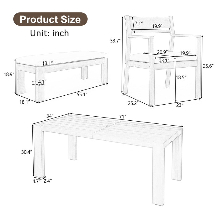 Outdoor Dining Set Rectangular Table With Umbrella Hole Hearth and Haven
