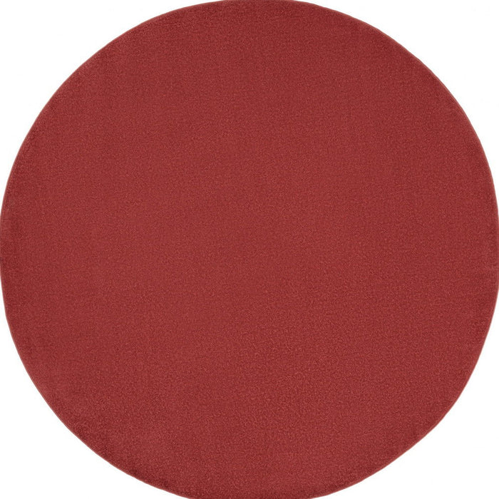 8' X 8' Round Non Skid Indoor / Outdoor Area Rug - Brick Red