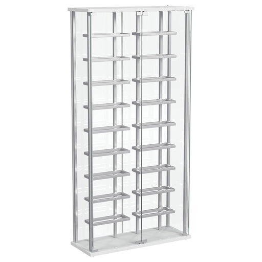 Wine Storage LED Curio Cabinet - Chrome Furniture Max