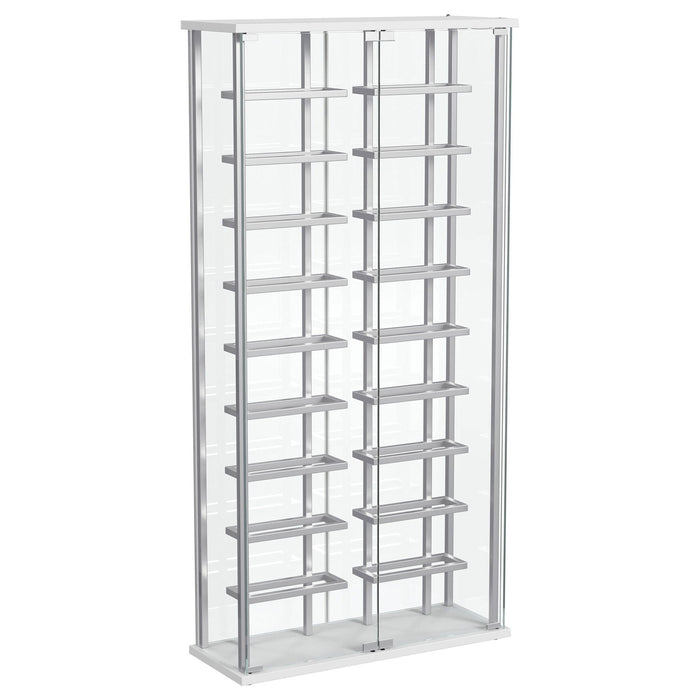 Wine Storage LED Curio Cabinet - Chrome Furniture Max