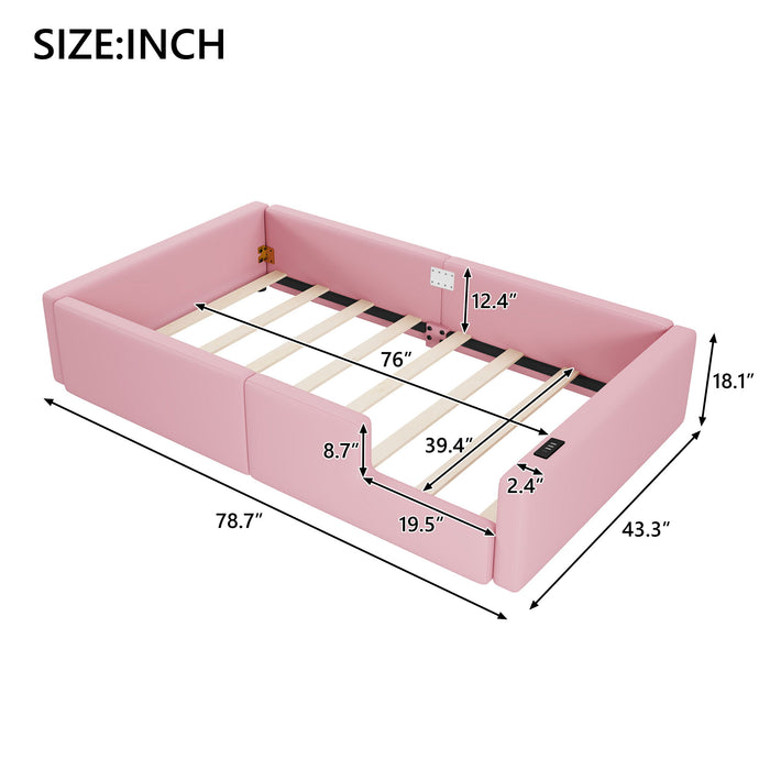 Platform Bed With Guardrail And Charging Station Dreamland