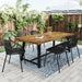 7 Piece Outdoor Modern Dining Set With Stackable Chairs Noble House