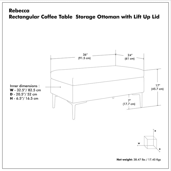 Rebecca - Multifunctional Coffee Table Storage Ottoman With Lift Up Lid Simpli-Home
