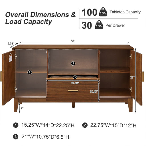 TV Stand With Drawer And Cabinets - Brown Home Essentials