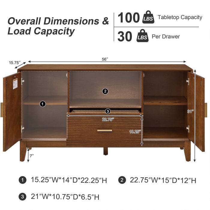 TV Stand With Drawer And Cabinets - Brown Home Essentials