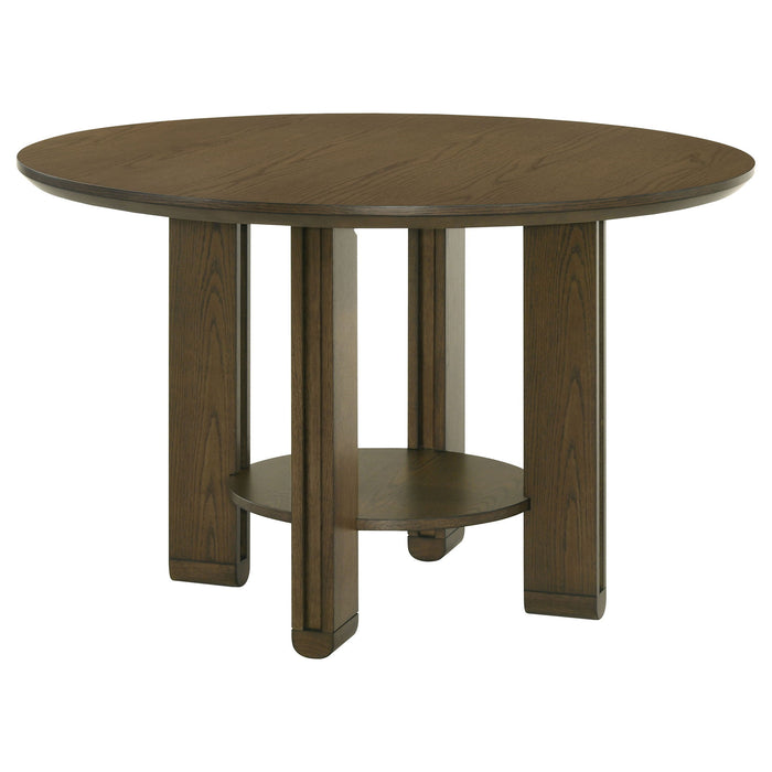 Crispin - Round Dining Table With Shelf - Brown Furniture Max