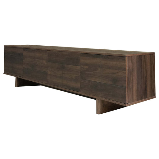 TV Stand For TVs Up To 85", Entertainment Center, Cable Management, Push Openers, Soft Closing Hinges & Adjustable Shelves - Dark Brown Hearth and Haven