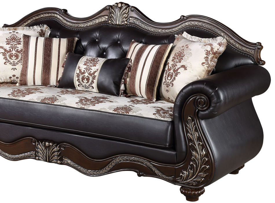 Maximus - Sofa Frame, Cushion, Arms, Legs & 5 Pillows - Dark Brown