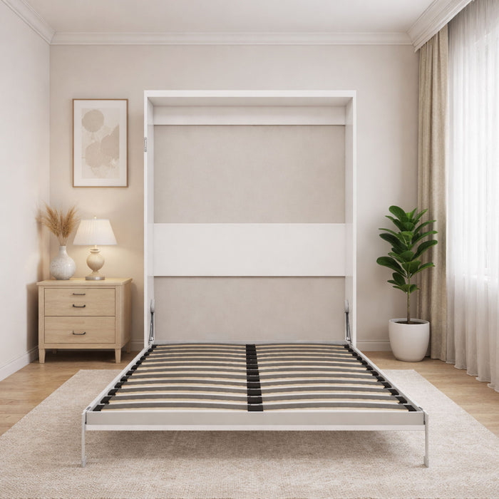 Queen Size Vertical Murphy Wall Cabinet Folding Bed With Automatic Legs - Gray Home Essentials
