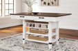 Valebeck - 5 Pc. - Counter Table With Wine Rack, 4 Swivel Stools - White / Brown Signature Design by Ashley®