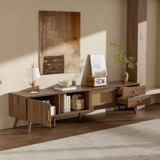 TV Stand With Storage Cabinets - Natural Hearth and Haven