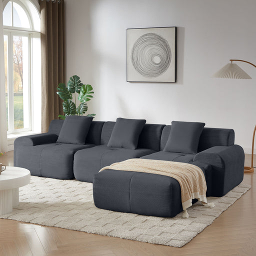 L Shaped Modular Sectional Sofa And Movable Ottoman Home Essentials