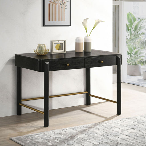 Anser - 2 Drawer Vanity Desk Makeup Table Rounded Design - Black Furniture Max