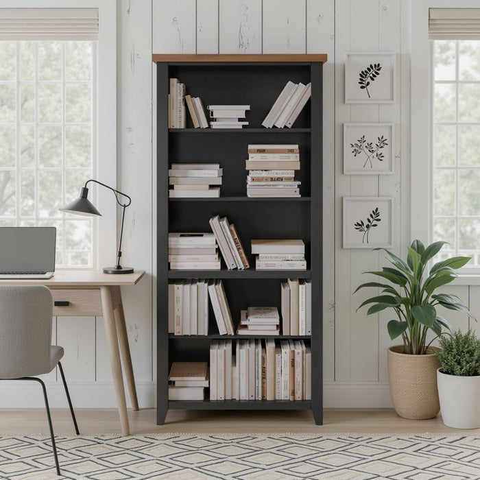 High 5 Shelf Bookcase - Black / Whiskey Home Essentials
