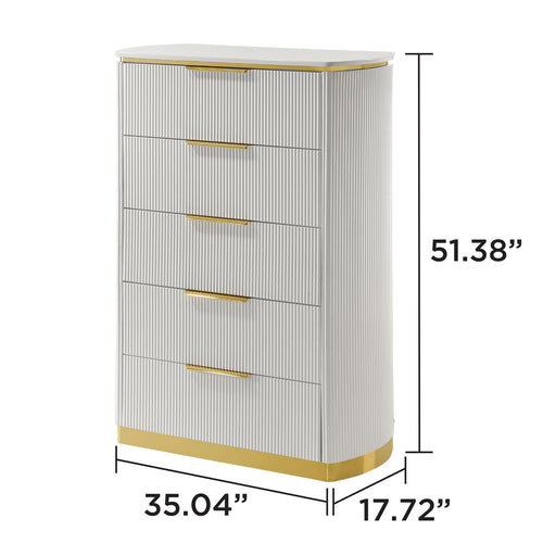 Giovanni - 5 Drawer Chest - White Matrix Furniture Group