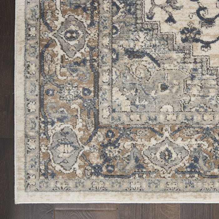 10' x 14' Floral Power Loom Polypropylene Area Rug - Ivory