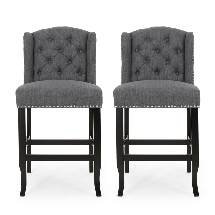 Vienna - Fabric Tufted Counter Stool With Nailhead Accents (Set of 2)
