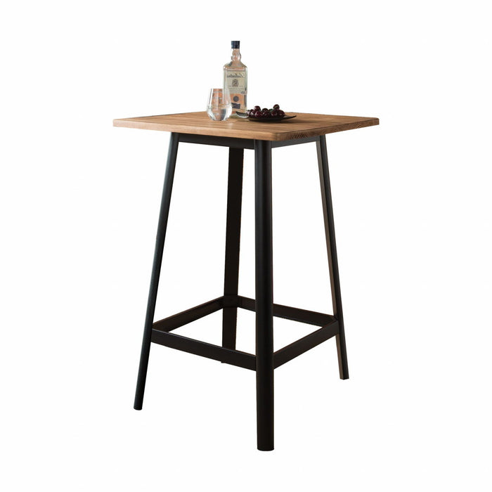 Square High Top Bar Table - Natural / Black