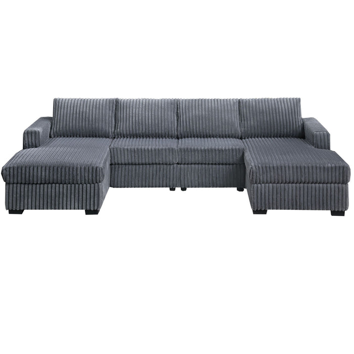 U-Shaped Sectional Set With Cushion Back Armless Chairs Right And Left Arm Chaise Home Essentials