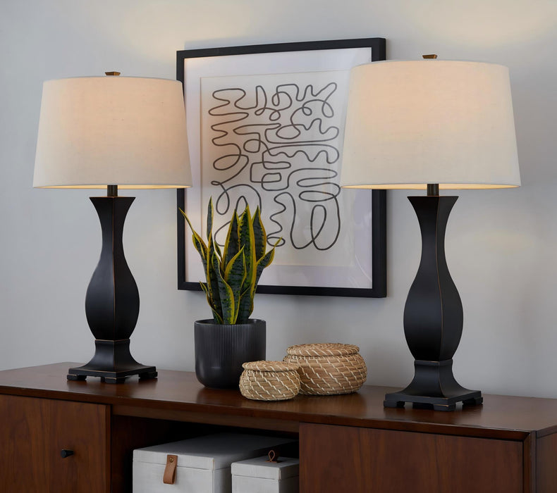 Riley - Contemporary Table Lamp (Set of 2) - Oil Rubbed Bronze / Oat Lumi Source