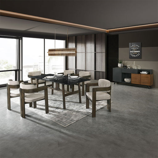 Destin - Side Chair - Light Gray Fabric & Walnut ACME