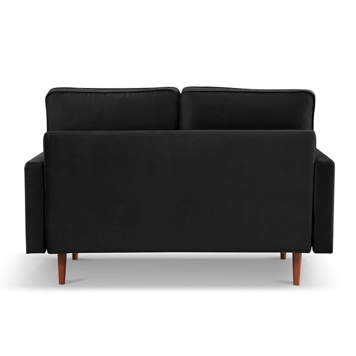 Velvet Loveseat And Toss Pillows - Black / Dark Brown