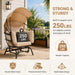 Egg Chair With Cushion And Retractable Canopy - Black / Taupe Home Essentials