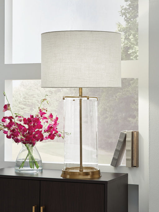 Gizeh - Glass Table Lamp - Clear / Gold Finish Signature Design by Ashley®