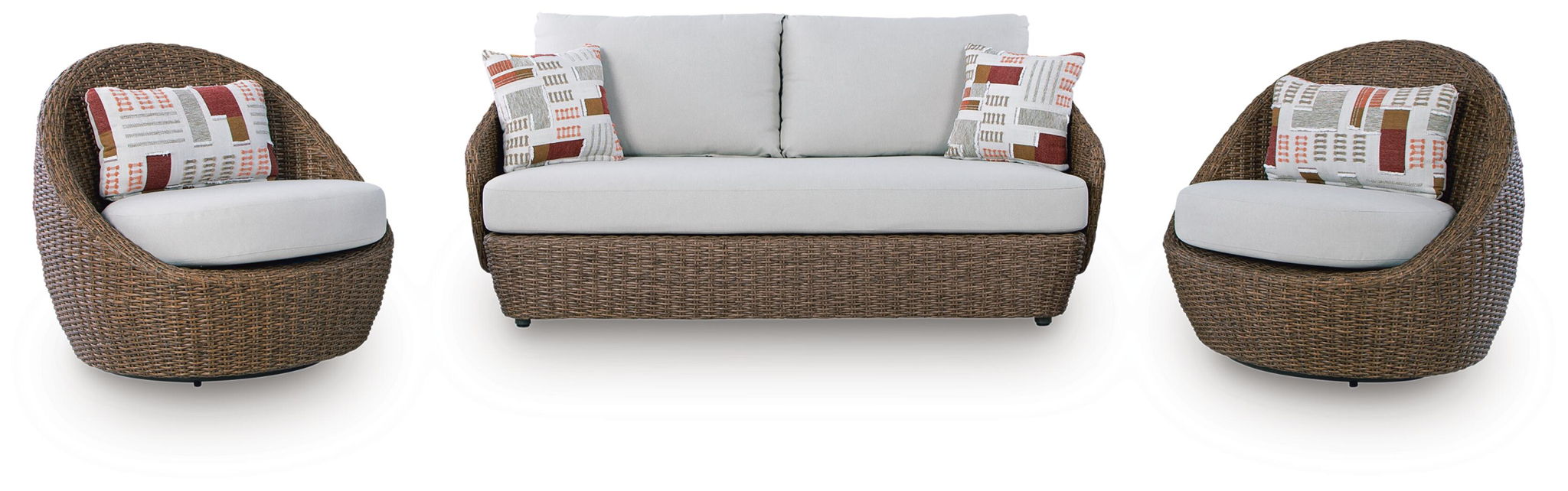 Double Point - Loveseat, Swivel Chairs Set (Set of 3) - Beige Signature Design by Ashley®