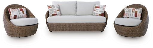 Double Point - Loveseat, Swivel Chairs Set (Set of 3) - Beige Signature Design by Ashley®