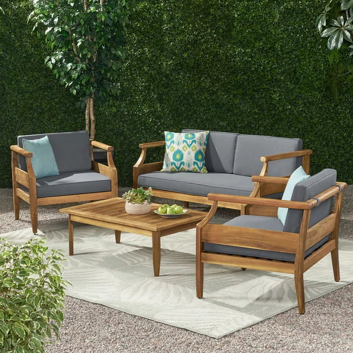 Aston Outdoor 4 Seater Chat Set With Cushions_Loveseat & Coffee Table & Club Chair