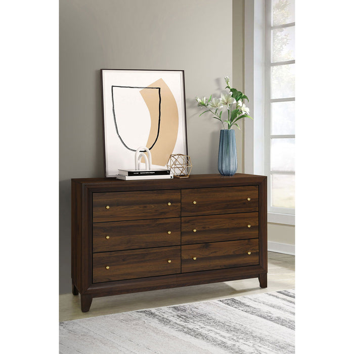 Anza - 6 Drawer Dresser Cabinet - Walnut Furniture Max